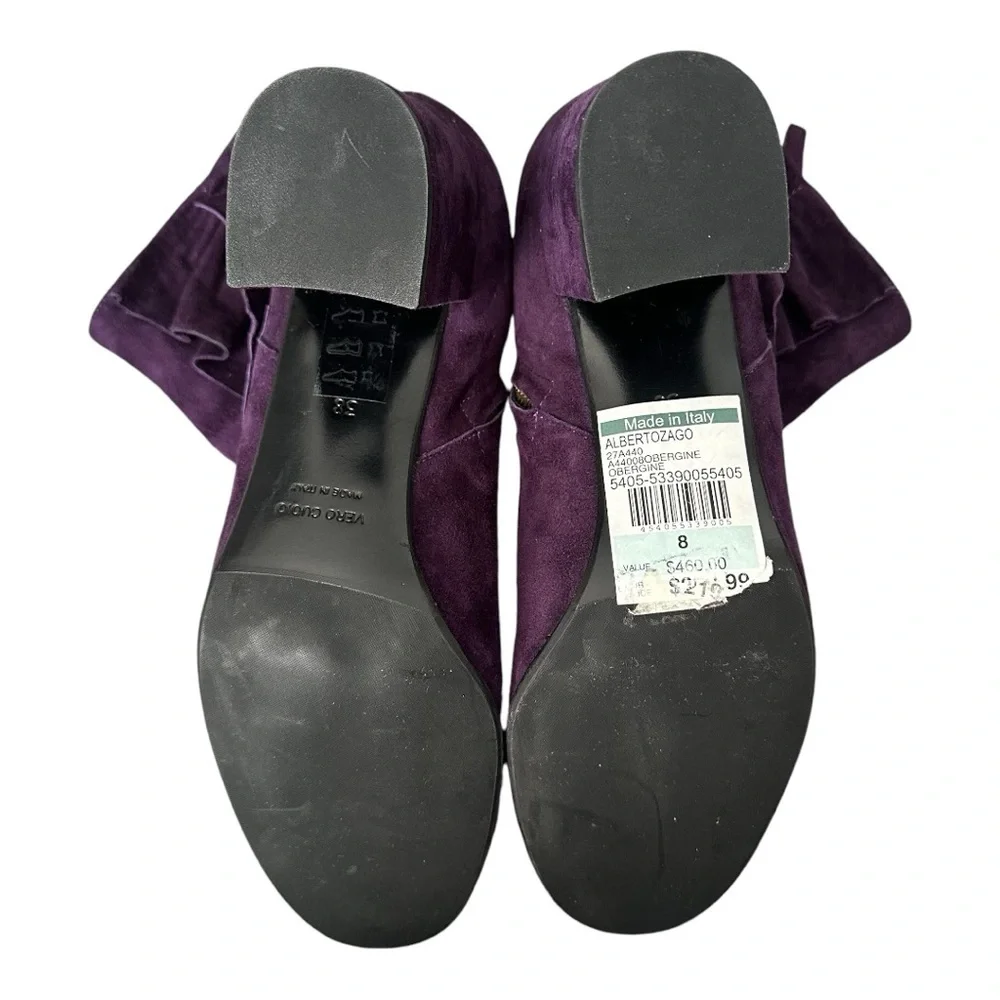 Vero Cuoio Purple Suede Ruffle Ankle Boots - Size 7.5-7 - Picture 3 of 4